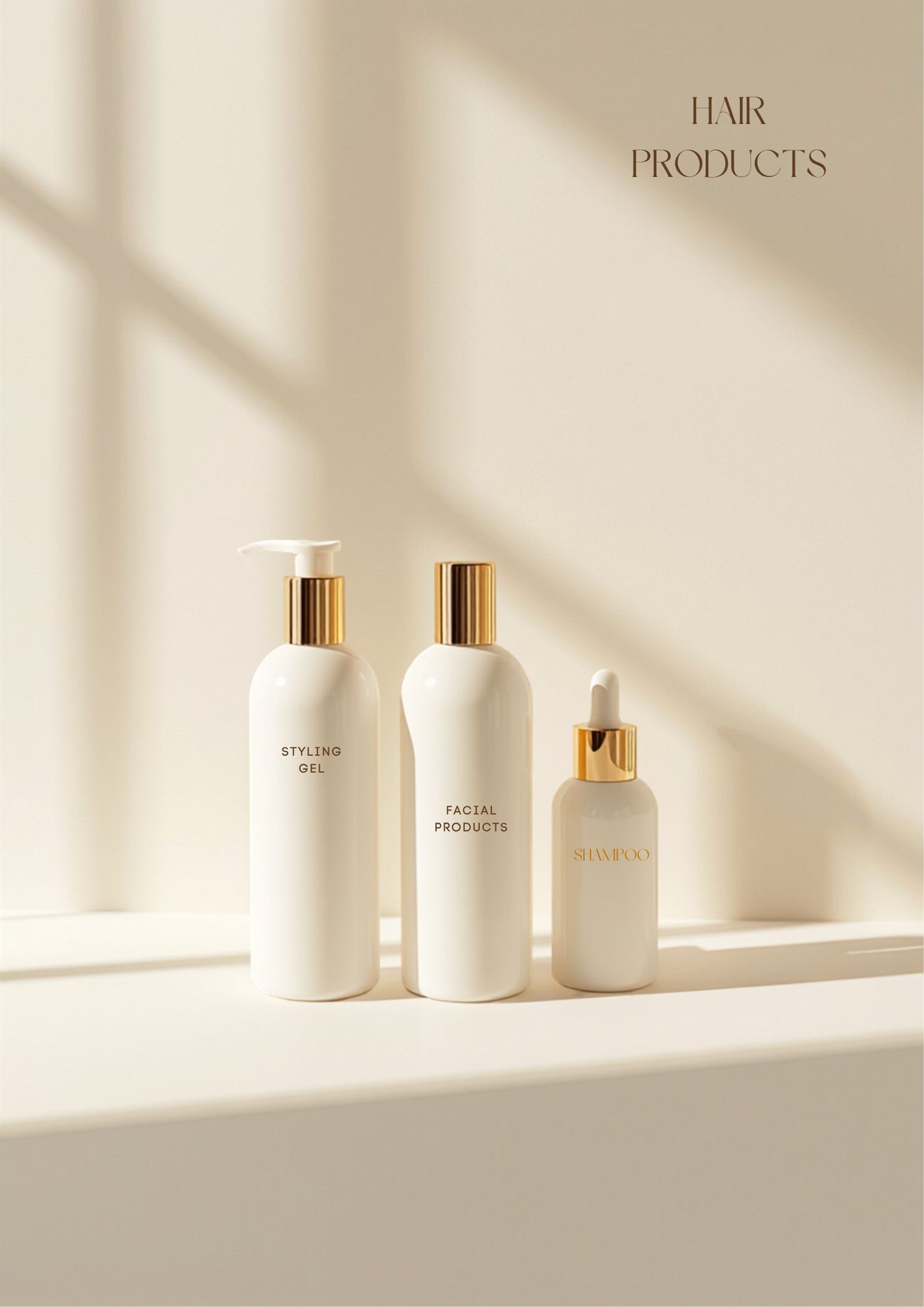 Hair products at Paula's Hair Salon — styling gel, facial products and shampoo